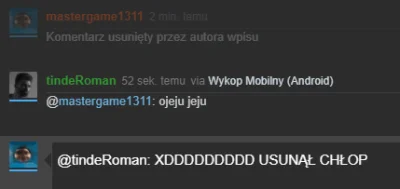 mastergame1311 - @tindeRoman Dupsko tak zapiekło? Wszystko w domu w porządku? 
 zrób ...