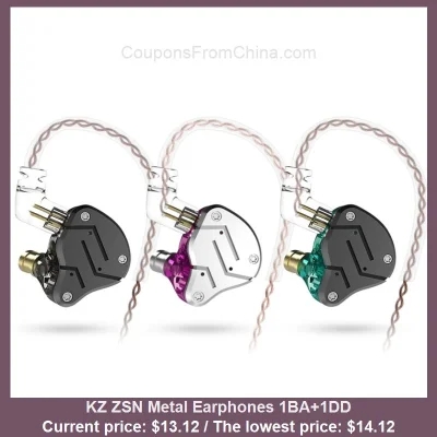 n_____S - KZ ZSN Metal Earphones 1BA+1DD dostępny jest za $13.12 (najniższa: $14.12)
...