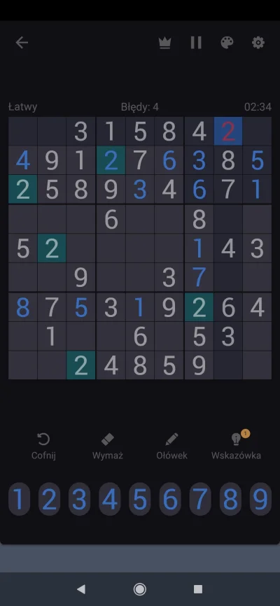 g455 - Czemu wpisanie 2 w tym miejscu to błąd? Dopiero zacząłem grać w sudoku i może ...