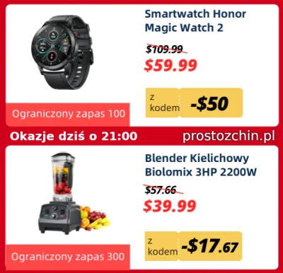 Prostozchin - Okazje dziś o 21:00

Smartwach Honor Magic Watch ~233 zł z wysyłką
B...