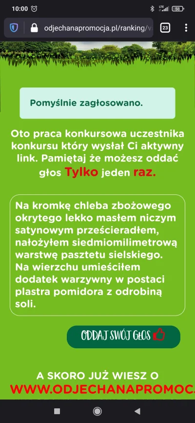 Karlovsky - @obama22: Oświadczam że zagłosowałem na kanapkę z pasztetem i biorę udzia...