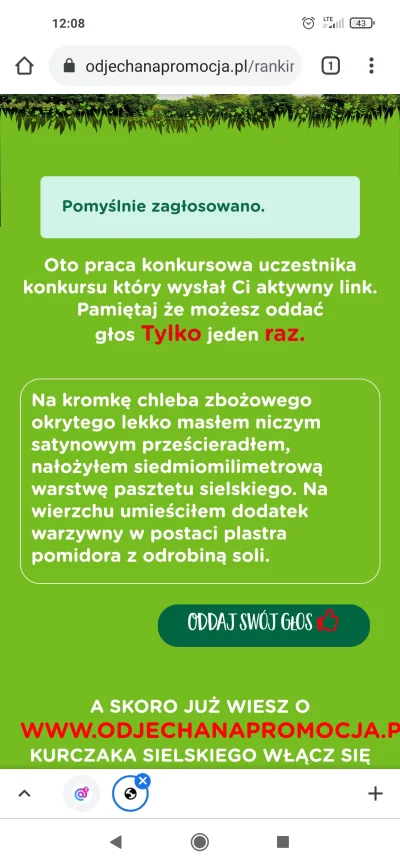 misiasio - Oświadczam że zagłosowałem na kanapkę z pasztetem i biorę udział w losowan...