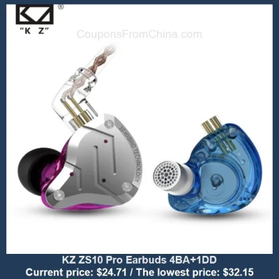 n_____S - KZ ZS10 Pro Earbuds 4BA+1DD dostępny jest za $24.71 (najniższa: $32.15)
Li...