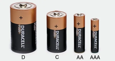 FisioX - Rozmiary baterii są takie - im mniejsza, tym więcej A. AA I AAA.
Z benizami ...