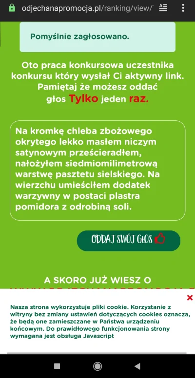 obersturmbaufuhrer - Oświadczam że zagłosowałem na kanapkę z pasztetem i biorę udział...