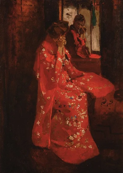 W.....k - "Dziewczyna w czerwonym kimono przed lustrem" George Hendrik Breitner 1894 ...