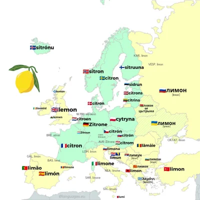Asarhaddon - Jak się mówi na cytrynę w różnych krajach Europy.

#mapy #mapporn #jezyk...