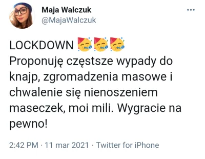 D.....0 - Ludzie popierający lockdown (jak ta baba) powinni się leczyć w psychiatryku...