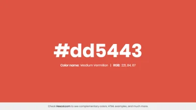 mk27x - Kolor heksadecymalny na dziś:

 #dd5443 Medium Vermilion Hex Color - na str...