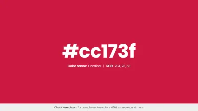 mk27x - Kolor heksadecymalny na dziś:

 #cc173f Cardinal Hex Color - na stronie zna...