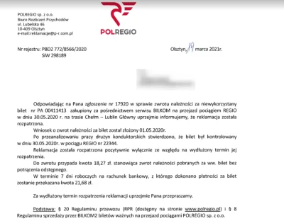 dziobnij2 - Ale kwikłem.
1 maja 2020 roku złożyłem reklamację w sprawie biletu. Tera...