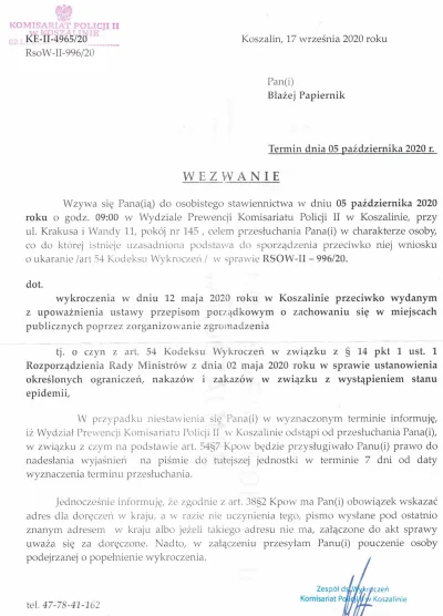 BPapa - @BPapa: wezwanie przez Policję na przesłuchanie ws. Placu Obywatelskiego Niep...