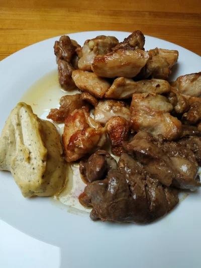 luk04330 - #carnivore
#keto
#niedbaleketoposilki

Wątróbka drobiowa, mięso z uda kurc...