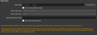 KapiBara1337 - Chce zmienić folder zapisu w obs. Wie ktoś czemu te opcje są wyłączone...