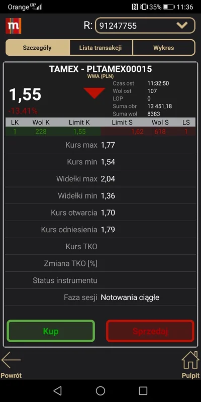 franek022 - Dziś #tamex trochę w dół. Sytuacja musi się trochę uspokoić, ktoś musi po...