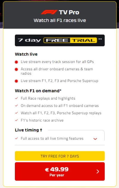 FreezMan - Jakby ktos nie wiedzial, jest promka na F1 TV Pro – 7 dni za darmo. Działa...