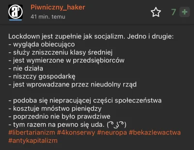 turbopisior - Socjalizm jest wtedy kiedy mamy lockdown #antykapitalizm #bekazprawakow...