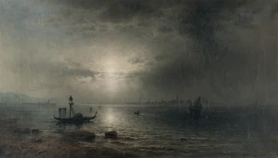 Hoverion - Karl Heilmayer 1829-1908 
Wenecja w świetle księżyca, 1891, olej na płótn...