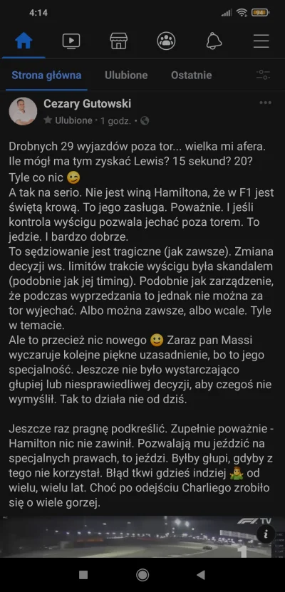 t1zelinho - #f1 #gutowski
Przemyślenia Cugowskiego na FB.