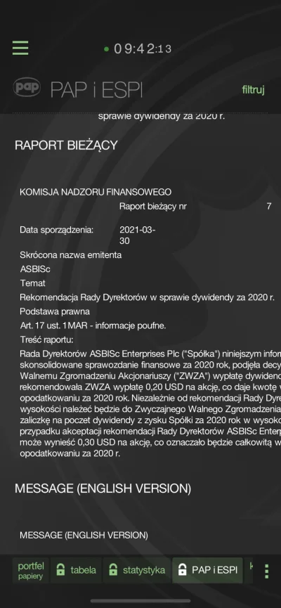 asutip - ASBIS rekomenduje dywidendę do 0,20 USD za akcję 
#gielda