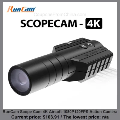 n____S - RunCam Scope Cam 4K Airsoft 1080P120FPS Action Camera dostępny jest za $103....