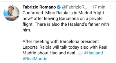 Milanello - Mino Raiola przyleciał teraz z Barcelony do Madrytu z ojcem Haalanda.
#re...