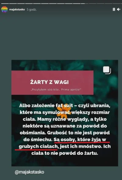 text - Pomijając to, że żarty z grubych osób sa słabe (choć jeśli nie są skierowane w...