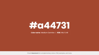 mk27x - Kolor heksadecymalny na dziś:

 #a44731 Medium Carmine Hex Color - na stron...