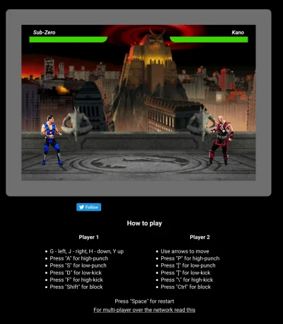 tomaszs - Prototyp gry Mortal Kombat napisany z użyciem języka #javascript . Działa w...