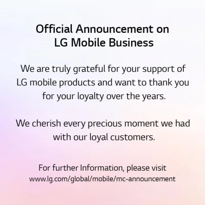 MZ23 - LG zamyka swoj dział mobilny. Telefony będą jeszcze aktualizowane, część powin...