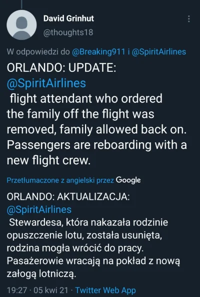 EmDeCe - AKTUALIZACJA!
 Stewardesę wyrzucono, rodzina mogła wrócić do samolotu.