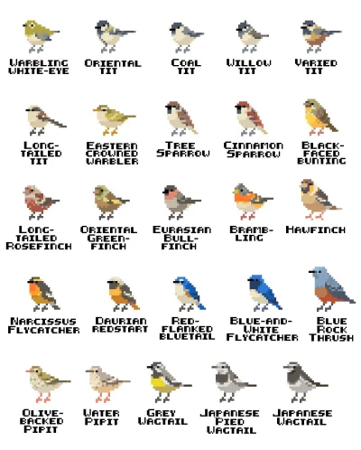 dzika-konieckropka - Katalog ptaszków by Syosa.
#pixelart #ptaki