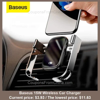 n____S - Baseus 15W Wireless Car Charger dostępny jest za $3.93 (najniższa: $11.63) w...