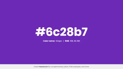 mk27x - Kolor heksadecymalny na dziś:

 #6c28b7 Grape Hex Color - na stronie znajdz...