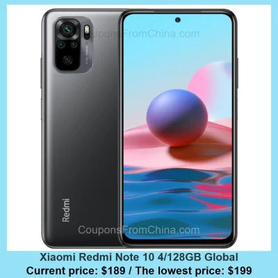 n____S - Xiaomi Redmi Note 10 4/128GB Global dostępny jest za $189.00 (najniższa: $19...