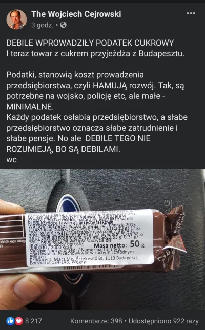 OCIEBATON - Cejrowski jest tak głupi że myśli, że podatek cukrowy jest na wszystko z ...