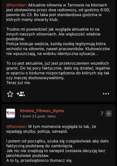 Endorfinek - @XtremeFitnessGyms - jak sytuacja, dalej policjanci koczują pod drzwiami...