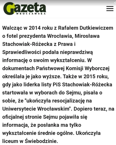 pokpok - Posłanka #pis kłamała, że ma wyższe wykształcenie, a skończyła tylko ogólnia...