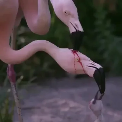 cheeseandonion - #gifprzyrodniczy #rodzicielstwo #flamingi