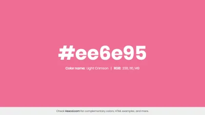 mk27x - Kolor heksadecymalny na dziś:

 #ee6e95 Light Crimson Hex Color - na stroni...