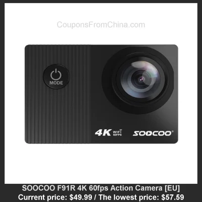 n____S - SOOCOO F91R 4K 60fps Action Camera [EU] dostępny jest za $49.99 (najniższa w...