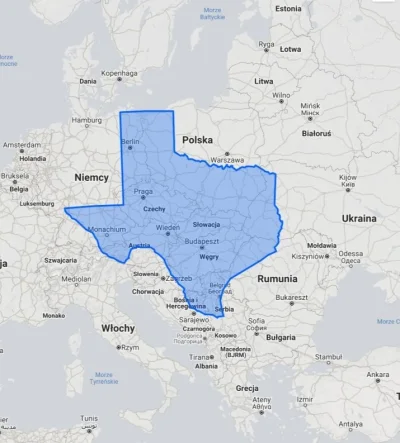 d.....h - Rzeczywisty rozmiar stanu Teksas na tle Europy, mają rozmach ( ͡º ͜ʖ͡º)