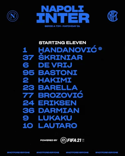 Anck-Su-Namun - Skład Interu na mecz z Napoli
FORZA INTER!!! ᕙ(⇀‸↼‶)ᕗ
#mecz
