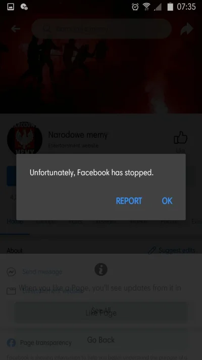PodlegeLYez - Wywala mi facebooka jedynie gdy chcę polubić profil "narodowe memy". HM...