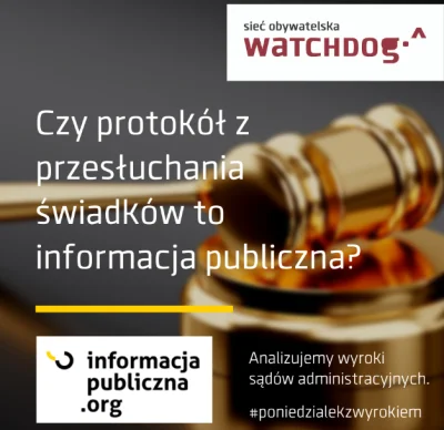 WatchdogPolska - Dziś #poniedziałekzwyrokiem ( ͡° ͜ʖ ͡°) i protokoły z przesłuchania ...