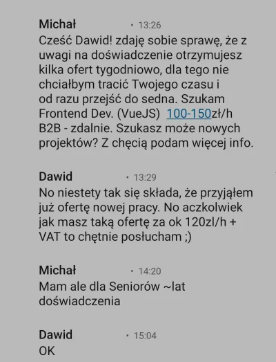 Dawidi - Moja ostatnia rozmowa z czwartku. Niestety kliknąłem przycisk OK bo już szko...