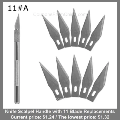 n____S - Knife Scalpel Handle with 11 Blade Replacements dostępny jest za $1.24 (najn...