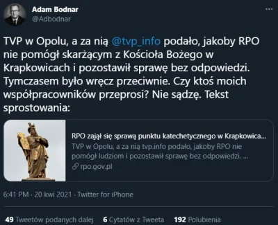 FlasH - > TVP w Opolu, a za nią @tvp_info podało, jakoby RPO nie pomógł skarżącym z K...