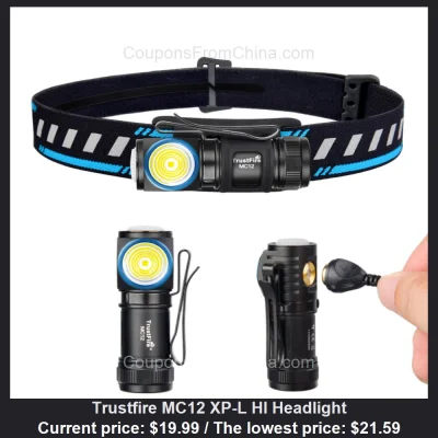 n____S - Trustfire MC12 XP-L HI Headlight dostępny jest za $19.99 (najniższa w histor...
