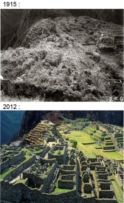 ch0pin - Machu Picchu po odkryciu i po zakończeniu wykopalisk.
#ciekawostki #joemonst...